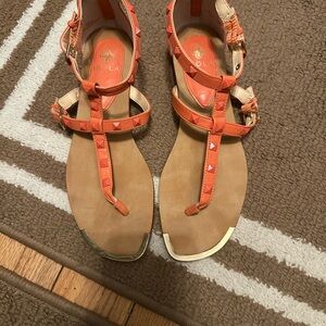 Isola Women's Vibrant Orange and Tan Sandals
